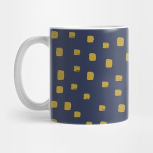 Mustard Yellow Spots on Dark Blue Mug